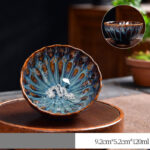Buddha Stones Lotus Peacock Dragon Phoenix Koi Fish Ceramic Teacup Gold Silver Inlaid Tea Cups 120ml Cup BS Silver Dragon