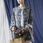 Buddha Stones Birds Flowers Geometry Frog-Button Long Sleeve Ramie Linen Jacket Shirt 16