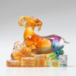 Buddha Stones Year of the Dragon Handmade 12 Chinese Zodiac Liuli Crystal Art Piece Protection Home Office Decoration Decorations BS Goat About 8.5*5.5*8cm