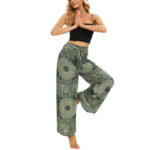 Buddha Stones Boho Lace-up Wide Leg Pants Women's Yoga Pants Women's Wide Leg Pants BS 13