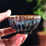 Buddha Stones Lotus Peacock Dragon Phoenix Koi Fish Ceramic Teacup Gold Silver Inlaid Tea Cups 120ml Cup BS 4