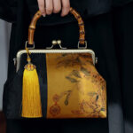 Buddha Stones Leaves Bird Branches Persimmon Flowers Bamboo Handles Handbag Handbags BS 8