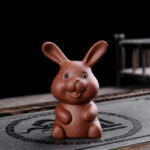 Buddha Stones Chinese Zodiac Purple Clay Wealth Ceramic Tea Pet Home Figurine Decoration Decorations BS Rabbit 4.2cm*4.4cm*7.8cm