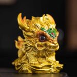 Buddha Stones Color Changing Small Kirin Resin Tea Pet Home Figurine Decoration Decorations BS No Color Change Gold Kirin 12*8*11.5cm