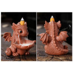 Buddha Stones Lovely Dinosaur Purple Clay Backflow Smoke Fountain Healing Incense Burner Decoration Incense Burner BS 13