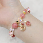 FREE Today: Love Healing Natural Strawberry Quartz Money Bag Charm Positive Bracelet FREE FREE 8