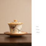 Buddha Stones Dunhuang Color Thousand Buddhas Flying Apsaras Pattern Gaiwan Teacup Kung Fu Tea Cup With Lid Cup BS Dunhuang Flying apsaras 9cm*9.5cm*150ml