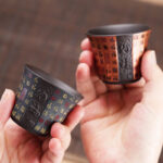 Buddha Stones Small Fu Character Purple Clay Ceramic Teacup Kung Fu Tea Cup 50ml Cup BS 1