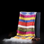 Buddha Stones Tibetan Lucky Blessing Multicolored Lotus Mantra Jacquard Khata Decoration Decorations BS 13