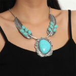 Tibetan Turquoise Copper Wisdom Balance Necklace Pendant (Extra 30% Off | USE CODE: FS30) Necklaces & Pendants BS Synthetic Turquoise&Feather