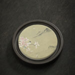 Buddha Stones Plum Blossom Peach Heart Sutra Loquat Magnolia Persimmon Ceramic Cup Mat Pad Coaster Kung Fu Tea Mat Cup Mat BS Magnolia 7.9*1cm