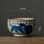 Buddha Stones Jingdezhen Hand Painted Cute Tiger Ceramic Teacup Kung Fu Tea Cup Bowl 140ml Cup BS 11