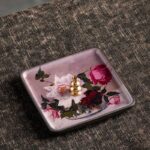 Buddha Stones Mountain Lake Flower Leaf Healing Ceramic Plate Tray Stick Incense Burner Decoration Incense Burner BS Rose 10.2*10.2*1.2cm