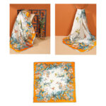 Buddha Stones Pastoral Scene Hot Air Balloon Spring Blossom 100% Mulberry Silk Neck Hair Scarf Silk Shawl BS 35