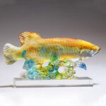 Buddha Stones Handmade Liuli Crystal Koi Fish Art Piece Luck Home Office Decoration Decorations BS 5