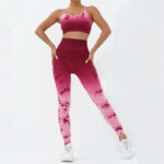 Buddha Stones 2Pcs Simple Tie Dye Print Crop Tank Top High Waist Pants Sports Gym Outfits Women's Yoga Sets Women's Yoga Sets BS 1
