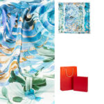Buddha Stones Jungle Oil Painting Auspicious Clouds 100% Mulberry Silk Scarf Premium Grade 6A Double-sided Silk Neck Scarf Silk Shawl BS 15