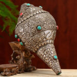 Buddha Stones Tibetan Handmade Natural Shankha Engraved Eight Auspicious Symbols Conch Shell Lucky Home Decoration Decorations BS 27.5*15cm