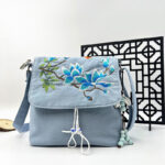 Buddha Stones Embroidered Camellia Epiphyllum Gardenia Sakura Flowers Crossbody Bag Shoulder Bag Cellphone Bag Crossbody Bag BS 24