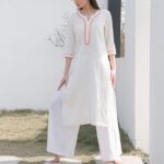 Buddha Stones 2Pcs V-neck Embroidery Yoga Clothing Zen Meditation Cotton Linen Top Pants Women's Set Clothes BS 2
