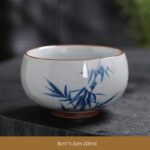 Buddha Stones Lotus Flower Leaf Bamboo Ceramic Teacup Kung Fu Tea Cups Cup BS Bamboo 8cm*4.5cm*100ml