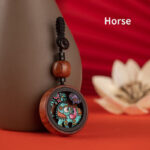 Buddha Stones Year Of The Dragon Hand Painted Chinese Zodiac Rosewood Carved Calm Key Chain (Extra 30% Off | USE CODE: FS30) Key Chain BS Horse