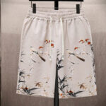 Buddha Stones Landscape Coconut Trees Magpie Pattern Short Sleeve Shorts Men's Set Men's Meditation Cloth BS 16