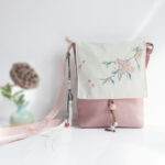 Buddha Stones Handmade Embroidered Plum Flowers Canvas Crossbody Bag Shoulder Bag Handbag Crossbody Bag BS Light Pink Peach Blossom 20*23cm