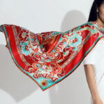Buddha Stones Dunhuang Rebound Pipa Flying Frescoes 100% Mulberry Silk Scarf Premium Grade 6A Dunhuang Shawl Silk Scarf BS 2
