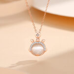 Buddha Stones 925 Sterling Silver Year of the Dragon Cat's Eye Cute Dragon Copper Coin Protection Bracelet Necklace Pendant Earrings (Extra 30% Off | USE CODE: FS30) Bracelet Necklaces & Pendants BS Necklace Rose Gold
