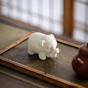 Buddha Stones Small Elephant Statue White Porcelain Ceramic Strength Home Desk Decoration Decorations BS Elephant Head Down 5.5*5.5*8.5cm