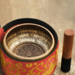 Buddha Stones Tibetan Meditation Sound Bowl Handcrafted for Healing and Mindfulness Singing Bowl Set Singing Bowl buddhastoneshop Red