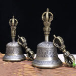 Buddha Stones Tibetan Meditation Bell and Vajra Dorje Copper Enlightenment Decoration Set Decorations BS 5