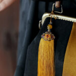 Buddha Stones Leaves Bird Branches Persimmon Flowers Bamboo Handles Handbag Handbags BS 4