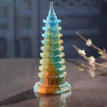 Buddha Stones Feng Shui Wenchang Tower Handmade Liuli Crystal Pagoda Art Piece Luck Home Office Decoration Decorations BS 7