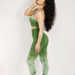 Buddha Stones 2Pcs Simple Tie Dye Print Crop Tank Top High Waist Pants Sports Gym Outfits Women's Yoga Sets Women's Yoga Sets BS Green L(Bust 76cm/Waist 66cm/Hips 80cm)