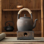 Buddha Stones Retro Brown Chinese Gongfu Tea Ceramic Kung Fu Teapot 700ml With Base Teapot BS 6