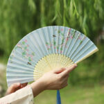 Buddha Stones Classic Birds Singing Flowers Handheld Bamboo Folding Fan Folding Fan BS 4