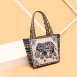 Buddha Stones Elephant Butterfly Embroidered Large Capacity Canvas Tote Bag Shoulder Bag Bag BS 9