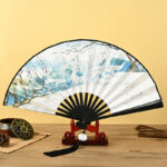Buddha Stones Vintage Phoenix Nine-Tailed Fox Flower Bamboo Tiger Handheld Folding Fan Lotus Tassel Fan Folding Fan BS Nine-Tailed Fox
