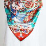 Buddha Stones Dunhuang Musician Playing Frescoes 100% Mulberry Silk Scarf Premium Grade 6A Dunhuang Silk Shawl Silk Scarf BS 10
