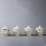 Buddha Stones Hand Painted Pomegranate Hibiscus Pine Lotus Ceramic Gaiwan Sancai Teacup Kung Fu Tea Cup And Saucer With Lid Cup BS 8