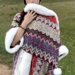 Buddha Stones Tibetan Multicolored Wavy Lines Knitted Striped Shawl Coat Winter Cozy Travel Scarf Wrap Tibetan Shawl BS 31