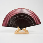 Buddha Stones Gradient Color Hollow Engraved Handheld Bamboo Folding Fan Folding Fan BS Gradient Red 20cm