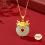 Buddha Stones 925 Sterling Silver Hetian Jade Chinese Zodiac Year of the Dragon Red Agate Luck Protection Necklace Pendant (Extra 30% Off | USE CODE: FS30) Necklaces & Pendants BS 3