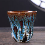 Buddha Stones Vintage Kiln Change Design Ceramic Coffee Mug Tea Cup 150ml Coffee Mug BS Blue White 7.5cm*7.5cm*150ml
