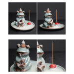 Buddha Stones Meditation Frog Ceramic Lotus Healing Incense Burner Incense Burner BS 11