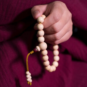 Buddha Stones Natural Abelia Biflora Wood Blessing Wrist Mala Wrist Mala BS Red Bead Abelia Biflora Wood 12mm