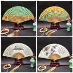 Buddha Stones A Panorama Of Rivers And Mountains Cranes Orchid Flower Paper Bamboo Handheld Silk Bamboo Folding Fan 22cm Folding Fan BS 19