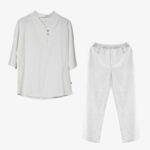 Buddha Stones 2Pcs Shirt Top Pants Meditation Zen Tai Chi Cotton Linen Clothing Women's Set Women's Meditation Cloth BS 5